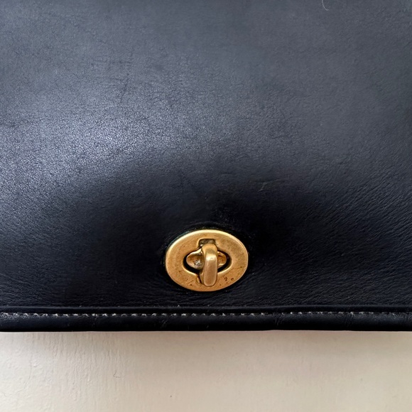 Vintage Black Leather Coach Penny Crossbody Purse - Picture 8 of 15